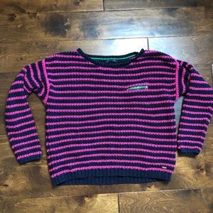 Tommy Hilfiger Navy and Pink Striped Sweater